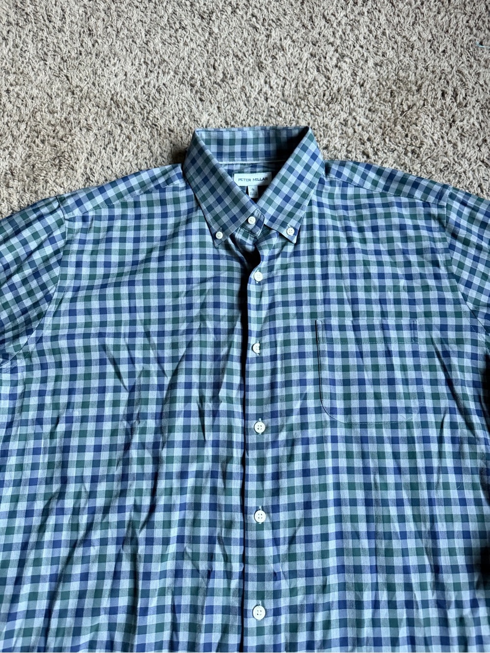 Peter Millar Button Down Shirt Large Gingham Plaid